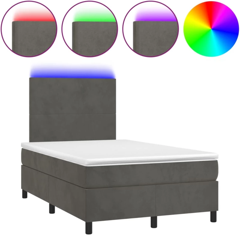 ΚΡΕΒΑΤΙ BOXSPRING ΜΕ ΣΤΡΩΜΑ & LED ΣΚ. ΓΚΡΙ 120X200ΕΚ. ΒΕΛΟΥΔΙΝΟ 3135994