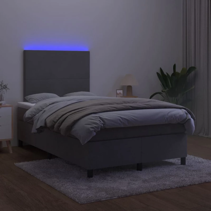 ΚΡΕΒΑΤΙ BOXSPRING ΜΕ ΣΤΡΩΜΑ & LED ΣΚ. ΓΚΡΙ 120X200ΕΚ. ΒΕΛΟΥΔΙΝΟ 3135994