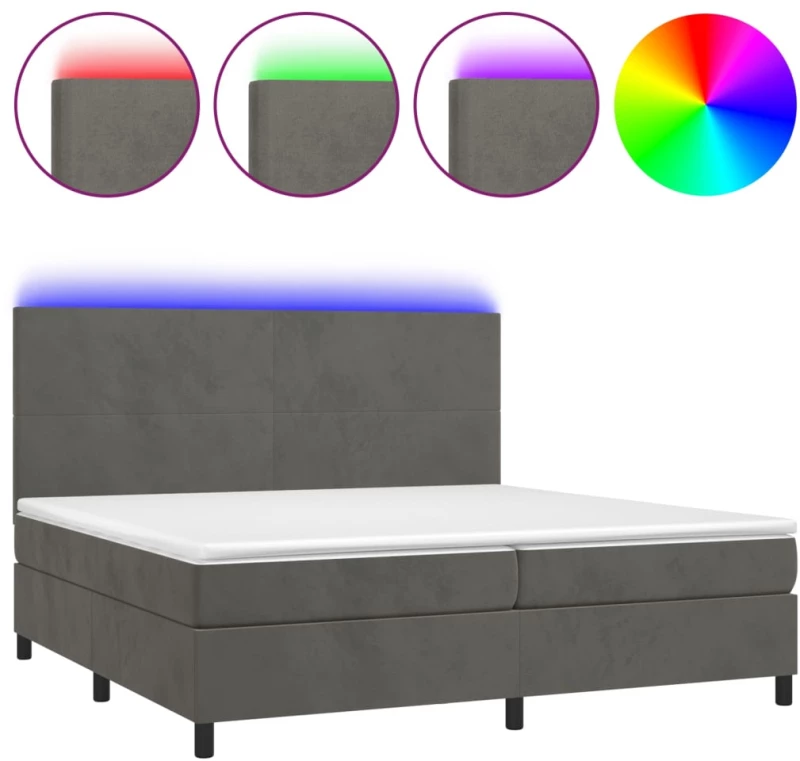 ΚΡΕΒΑΤΙ BOXSPRING ΜΕ ΣΤΡΩΜΑ & LED ΣΚ. ΓΚΡΙ 200X200ΕΚ. ΒΕΛΟΥΔΙΝΟ 3136024