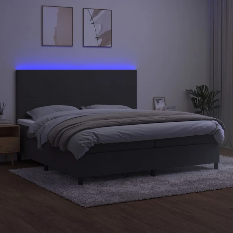 ΚΡΕΒΑΤΙ BOXSPRING ΜΕ ΣΤΡΩΜΑ & LED ΣΚ. ΓΚΡΙ 200X200ΕΚ. ΒΕΛΟΥΔΙΝΟ 3136024