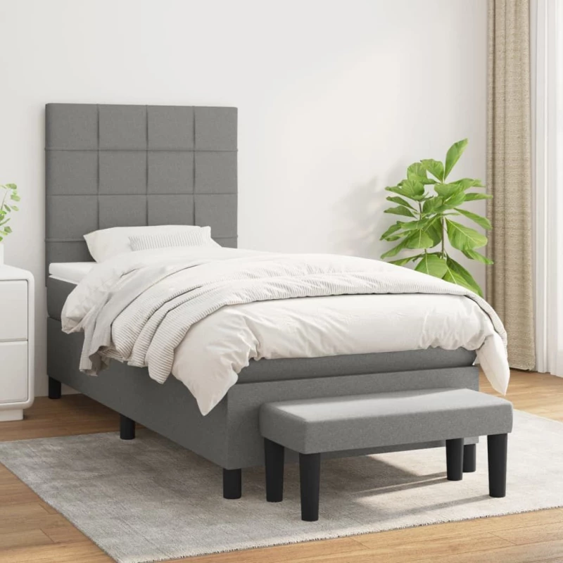 ΚΡΕΒΑΤΙ BOXSPRING ΜΕ ΣΤΡΩΜΑ ΣΚΟΥΡΟ ΓΚΡΙ 90X190 ΕΚ. ΥΦΑΣΜΑΤΙΝΟ 3136558