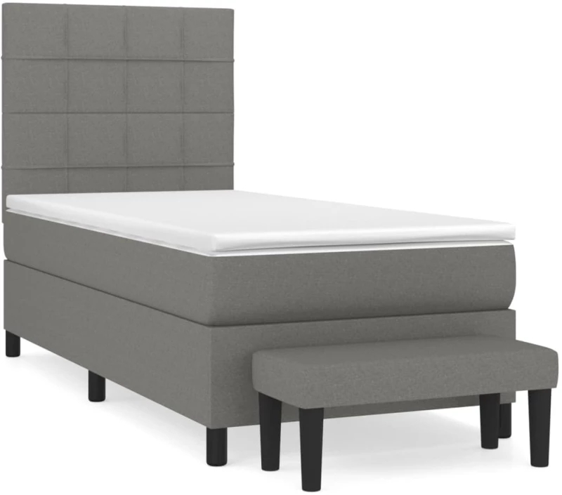 ΚΡΕΒΑΤΙ BOXSPRING ΜΕ ΣΤΡΩΜΑ ΣΚΟΥΡΟ ΓΚΡΙ 90X190 ΕΚ. ΥΦΑΣΜΑΤΙΝΟ 3136558