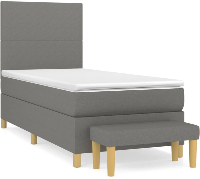 ΚΡΕΒΑΤΙ BOXSPRING ΜΕ ΣΤΡΩΜΑ ΣΚΟΥΡΟ ΓΚΡΙ 90X200 ΕΚ. ΥΦΑΣΜΑΤΙΝΟ 3136966