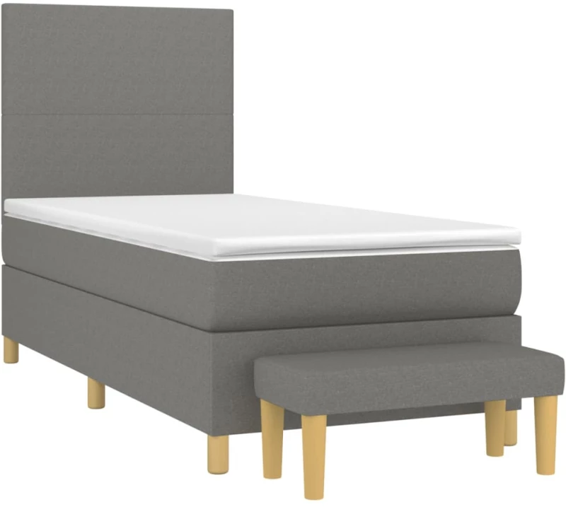 ΚΡΕΒΑΤΙ BOXSPRING ΜΕ ΣΤΡΩΜΑ ΣΚΟΥΡΟ ΓΚΡΙ 90X200 ΕΚ. ΥΦΑΣΜΑΤΙΝΟ 3136966