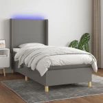 ΚΡΕΒΑΤΙ BOXSPRING ΜΕ ΣΤΡΩΜΑ & LED ΣΚ.ΓΚΡΙ 90X190 ΕΚ. ΥΦΑΣΜΑΤΙΝΟ 3138678
