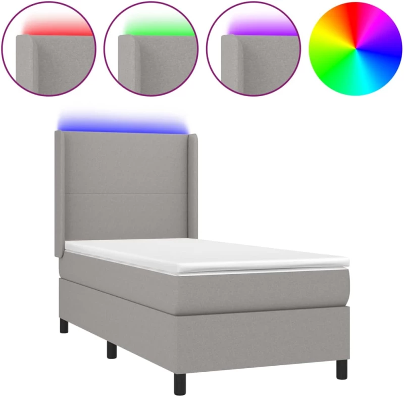 ΚΡΕΒΑΤΙ BOXSPRING ΜΕ ΣΤΡΩΜΑ & LED ΑΝ.ΓΚΡΙ 90X200 ΕΚ. ΥΦΑΣΜΑΤΙΝΟ 3138125