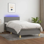 ΚΡΕΒΑΤΙ BOXSPRING ΜΕ ΣΤΡΩΜΑ & LED ΣΚ.ΓΚΡΙ 80X200 ΕΚ. ΥΦΑΣΜΑΤΙΝΟ 3133510