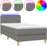 ΚΡΕΒΑΤΙ BOXSPRING ΜΕ ΣΤΡΩΜΑ & LED ΣΚ.ΓΚΡΙ 80X200 ΕΚ. ΥΦΑΣΜΑΤΙΝΟ 3133510