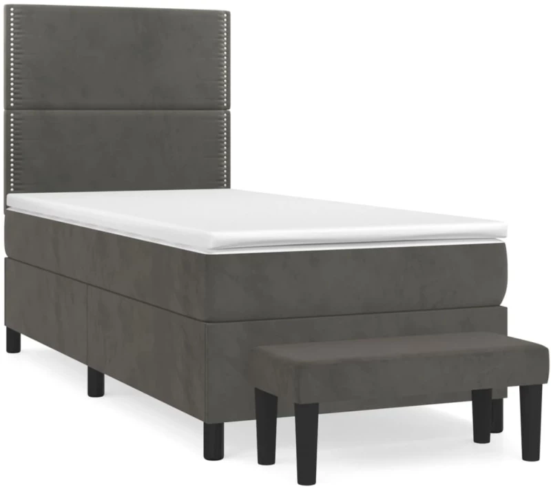 ΚΡΕΒΑΤΙ BOXSPRING ΜΕ ΣΤΡΩΜΑ ΣΚΟΥΡΟ ΓΚΡΙ 100X200 ΕΚ. ΒΕΛΟΥΔΙΝΟ 3137768