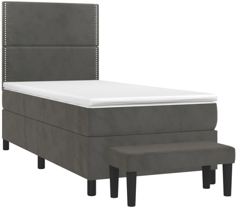 ΚΡΕΒΑΤΙ BOXSPRING ΜΕ ΣΤΡΩΜΑ ΣΚΟΥΡΟ ΓΚΡΙ 100X200 ΕΚ. ΒΕΛΟΥΔΙΝΟ 3137768