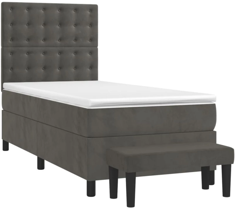 ΚΡΕΒΑΤΙ BOXSPRING ΜΕ ΣΤΡΩΜΑ ΣΚΟΥΡΟ ΓΚΡΙ 80X200 ΕΚ. ΒΕΛΟΥΔΙΝΟ 3138050
