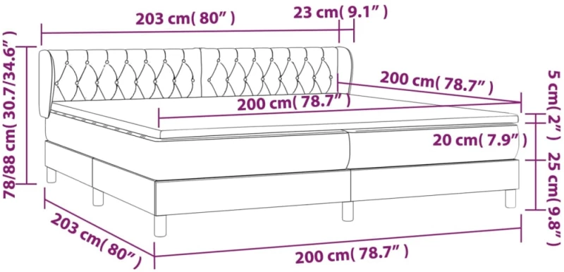 ΚΡΕΒΑΤΙ BOXSPRING ΜΕ ΣΤΡΩΜΑ ΑΝΟΙΧΤΟ ΓΚΡΙ 200X200 ΕΚ. ΒΕΛΟΥΔΙΝΟ 3127691
