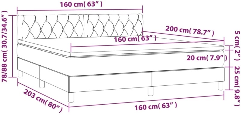 ΚΡΕΒΑΤΙ BOXSPRING ΜΕ ΣΤΡΩΜΑ & LED ΣΚ.ΓΚΡΙ 160X200 ΕΚ ΥΦΑΣΜΑΤΙΝΟ 3133406