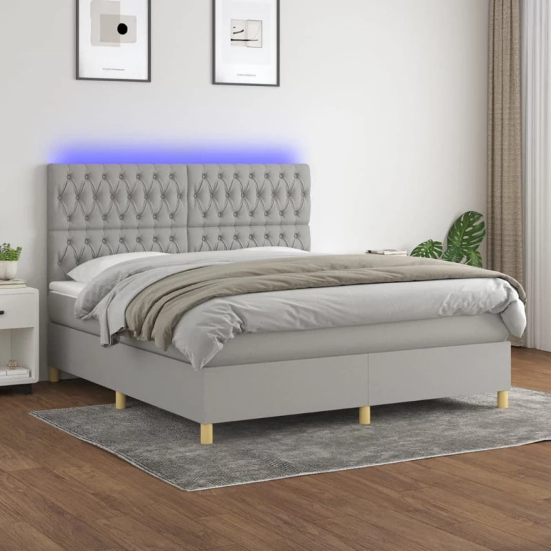ΚΡΕΒΑΤΙ BOXSPRING ΜΕ ΣΤΡΩΜΑ & LED ΑΝ.ΓΚΡΙ 160X200ΕΚ. ΥΦΑΣΜΑΤΙΝΟ 3135685