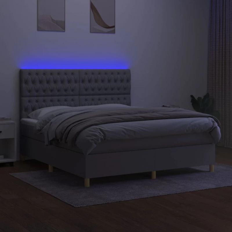 ΚΡΕΒΑΤΙ BOXSPRING ΜΕ ΣΤΡΩΜΑ & LED ΑΝ.ΓΚΡΙ 160X200ΕΚ. ΥΦΑΣΜΑΤΙΝΟ 3135685