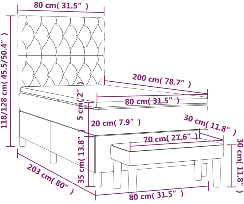 ΚΡΕΒΑΤΙ BOXSPRING ΜΕ ΣΤΡΩΜΑ ΑΝΟΙΧΤΟ ΓΚΡΙ 80X200 ΕΚ. ΥΦΑΣΜΑΤΙΝΟ 3136789