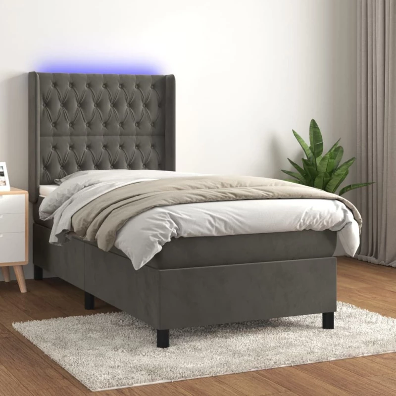 ΚΡΕΒΑΤΙ BOXSPRING ΜΕ ΣΤΡΩΜΑ & LED ΣΚ. ΓΚΡΙ 80X200 ΕΚ. ΒΕΛΟΥΔΙΝΟ 3139710