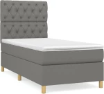ΚΡΕΒΑΤΙ BOXSPRING ΜΕ ΣΤΡΩΜΑ ΣΚΟΥΡΟ ΓΚΡΙ 80X200 ΕΚ. ΥΦΑΣΜΑΤΙΝΟ 3142530