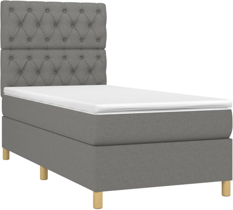 ΚΡΕΒΑΤΙ BOXSPRING ΜΕ ΣΤΡΩΜΑ ΣΚΟΥΡΟ ΓΚΡΙ 80X200 ΕΚ. ΥΦΑΣΜΑΤΙΝΟ 3142530