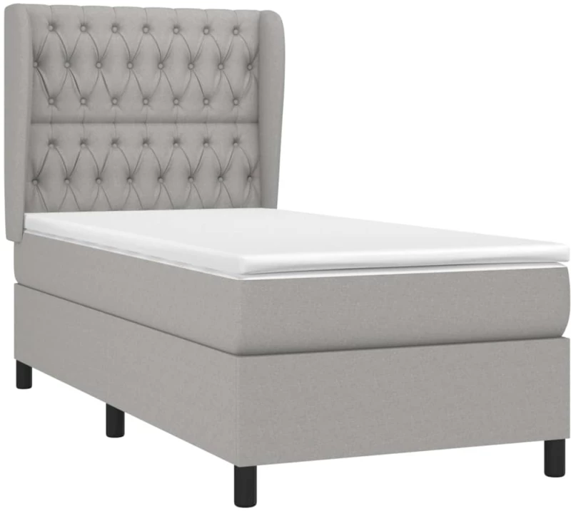ΚΡΕΒΑΤΙ BOXSPRING ΜΕ ΣΤΡΩΜΑ ΑΝΟΙΧΤΟ ΓΚΡΙ 90X200 ΕΚ. ΥΦΑΣΜΑΤΙΝΟ 3128173