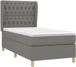 ΚΡΕΒΑΤΙ BOXSPRING ΜΕ ΣΤΡΩΜΑ ΣΚΟΥΡΟ ΓΚΡΙ 100X200 ΕΚ. ΥΦΑΣΜΑΤΙΝΟ 3128742
