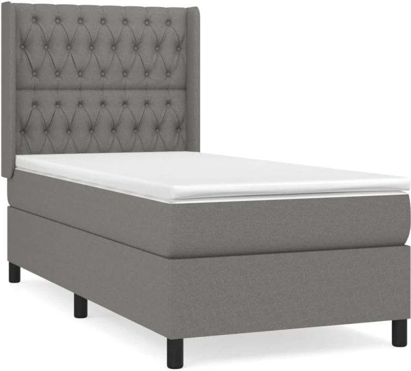 ΚΡΕΒΑΤΙ BOXSPRING ΜΕ ΣΤΡΩΜΑ ΣΚΟΥΡΟ ΓΚΡΙ 90X190 ΕΚ. ΥΦΑΣΜΑΤΙΝΟ 3131634