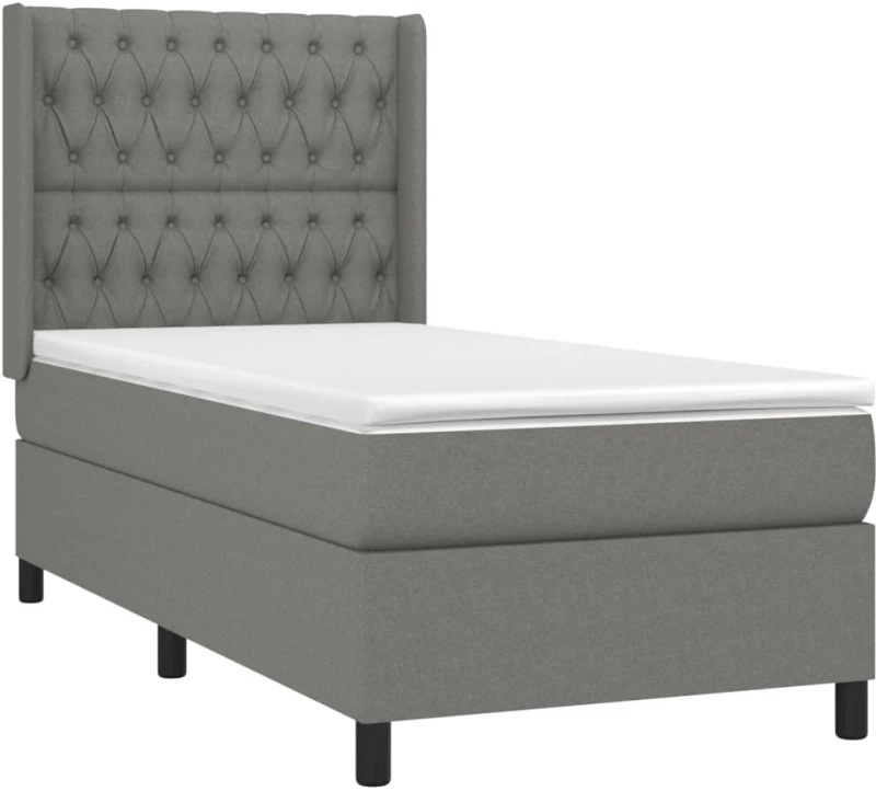 ΚΡΕΒΑΤΙ BOXSPRING ΜΕ ΣΤΡΩΜΑ ΣΚΟΥΡΟ ΓΚΡΙ 100X200 ΕΚ. ΥΦΑΣΜΑΤΙΝΟ 3131650