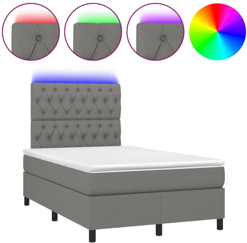 ΚΡΕΒΑΤΙ BOXSPRING ΜΕ ΣΤΡΩΜΑ & LED ΣΚ.ΓΚΡΙ 120X200 ΕΚ ΥΦΑΣΜΑΤΙΝΟ 3135102