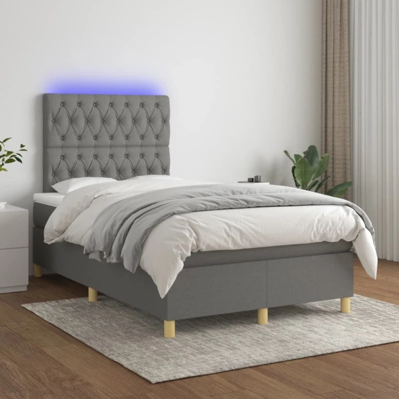 ΚΡΕΒΑΤΙ BOXSPRING ΜΕ ΣΤΡΩΜΑ & LED ΣΚ.ΓΚΡΙ 120X200 ΕΚ ΥΦΑΣΜΑΤΙΝΟ 3135662