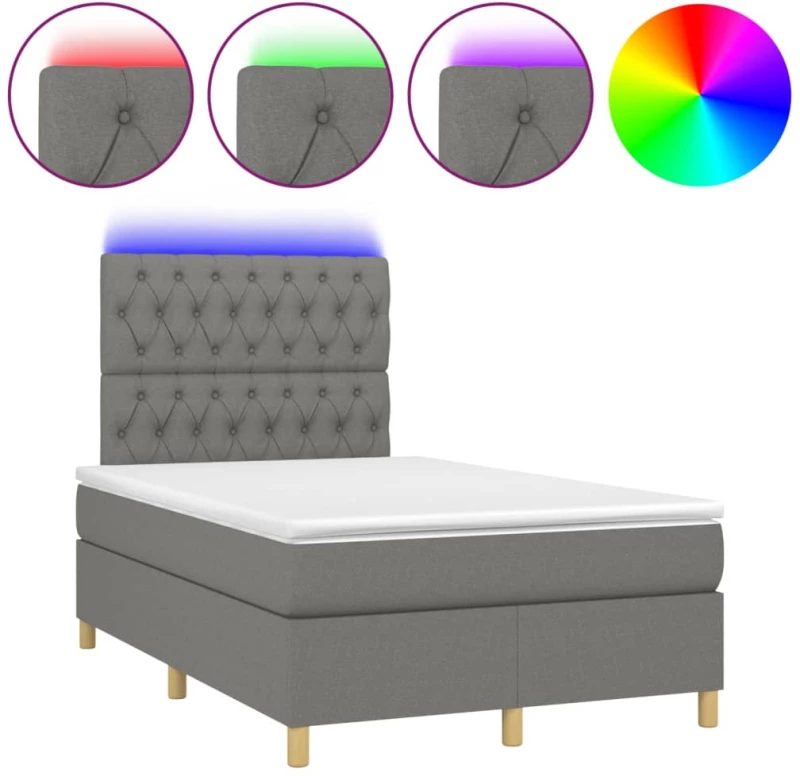 ΚΡΕΒΑΤΙ BOXSPRING ΜΕ ΣΤΡΩΜΑ & LED ΣΚ.ΓΚΡΙ 120X200 ΕΚ ΥΦΑΣΜΑΤΙΝΟ 3135662