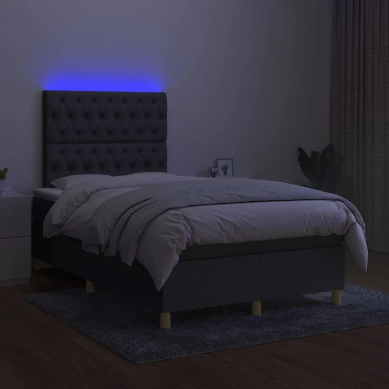 ΚΡΕΒΑΤΙ BOXSPRING ΜΕ ΣΤΡΩΜΑ & LED ΣΚ.ΓΚΡΙ 120X200 ΕΚ ΥΦΑΣΜΑΤΙΝΟ 3135662