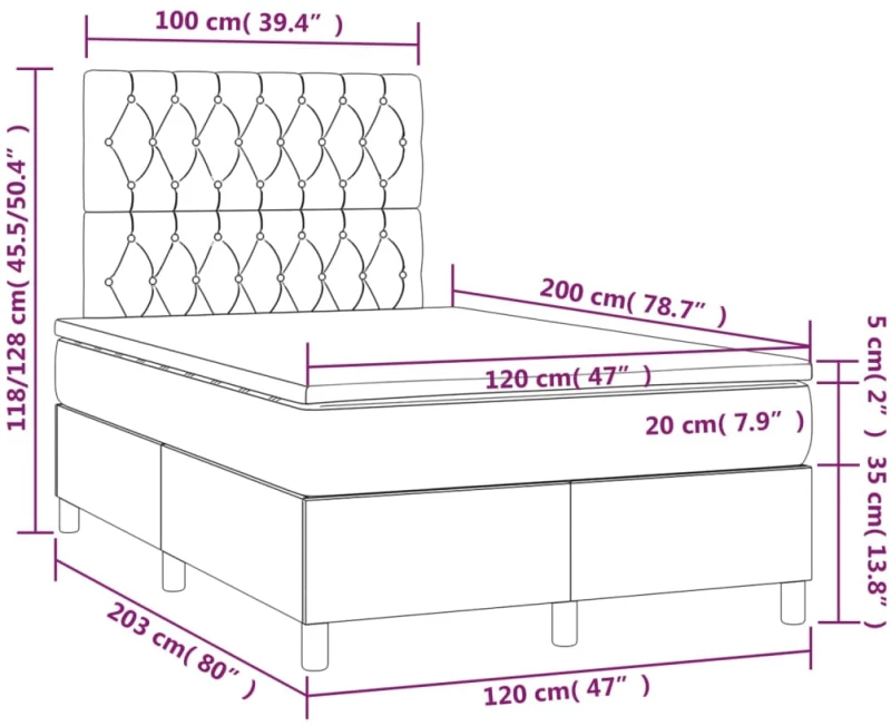 ΚΡΕΒΑΤΙ BOXSPRING ΜΕ ΣΤΡΩΜΑ & LED ΣΚ.ΓΚΡΙ 120X200 ΕΚ ΥΦΑΣΜΑΤΙΝΟ 3135662