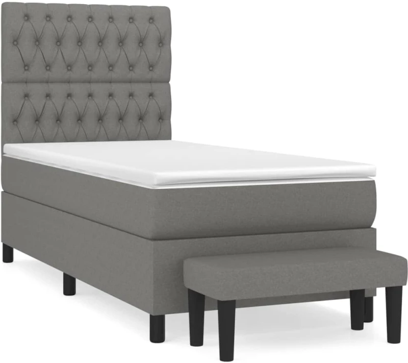 ΚΡΕΒΑΤΙ BOXSPRING ΜΕ ΣΤΡΩΜΑ ΣΚΟΥΡΟ ΓΚΡΙ 100X200 ΕΚ. ΥΦΑΣΜΑΤΙΝΟ 3136814