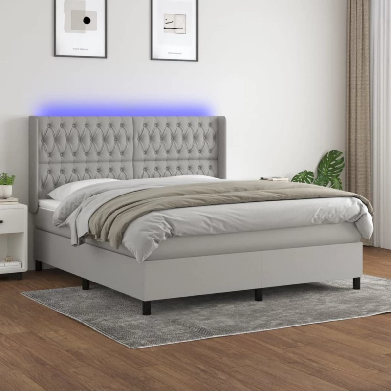 ΚΡΕΒΑΤΙ BOXSPRING ΜΕ ΣΤΡΩΜΑ & LED ΑΝ.ΓΚΡΙ 160X200ΕΚ. ΥΦΑΣΜΑΤΙΝΟ 3138565