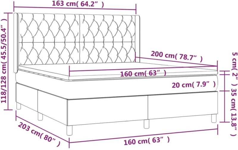 ΚΡΕΒΑΤΙ BOXSPRING ΜΕ ΣΤΡΩΜΑ & LED ΑΝ.ΓΚΡΙ 160X200ΕΚ. ΥΦΑΣΜΑΤΙΝΟ 3138565