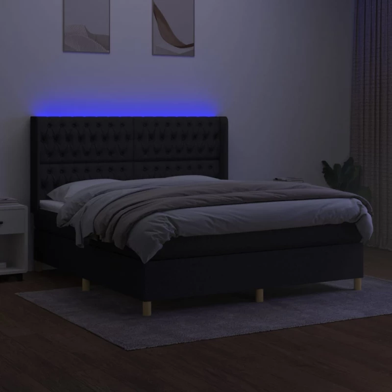 ΚΡΕΒΑΤΙ BOXSPRING ΜΕ ΣΤΡΩΜΑ & LED ΜΑΥΡΟ 160X200 ΕΚ. ΥΦΑΣΜΑΤΙΝΟ 3139127