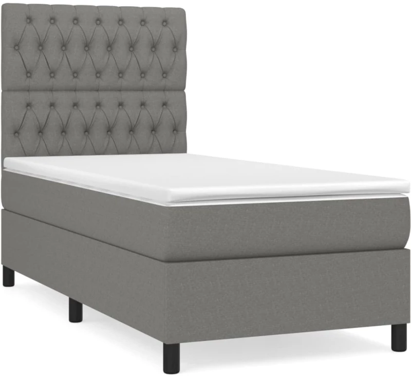 ΚΡΕΒΑΤΙ BOXSPRING ΜΕ ΣΤΡΩΜΑ ΣΚΟΥΡΟ ΓΚΡΙ 90X200 ΕΚ. ΥΦΑΣΜΑΤΙΝΟ 3141986