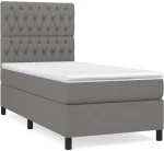 ΚΡΕΒΑΤΙ BOXSPRING ΜΕ ΣΤΡΩΜΑ ΣΚΟΥΡΟ ΓΚΡΙ 90X200 ΕΚ. ΥΦΑΣΜΑΤΙΝΟ 3141986