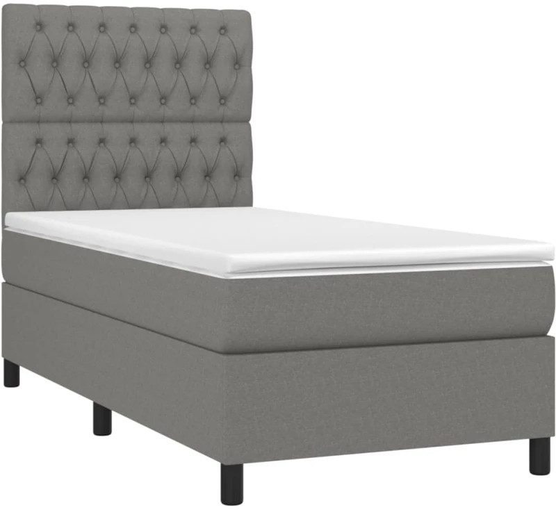 ΚΡΕΒΑΤΙ BOXSPRING ΜΕ ΣΤΡΩΜΑ ΣΚΟΥΡΟ ΓΚΡΙ 90X200 ΕΚ. ΥΦΑΣΜΑΤΙΝΟ 3141986