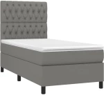ΚΡΕΒΑΤΙ BOXSPRING ΜΕ ΣΤΡΩΜΑ ΣΚΟΥΡΟ ΓΚΡΙ 90X200 ΕΚ. ΥΦΑΣΜΑΤΙΝΟ 3141986