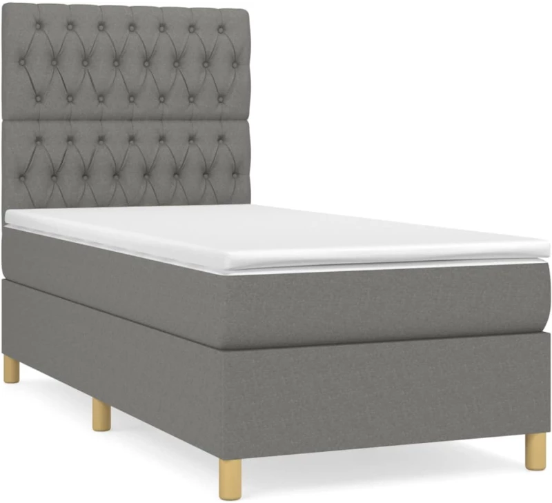 ΚΡΕΒΑΤΙ BOXSPRING ΜΕ ΣΤΡΩΜΑ ΣΚΟΥΡΟ ΓΚΡΙ 90X190 ΕΚ. ΥΦΑΣΜΑΤΙΝΟ 3142538