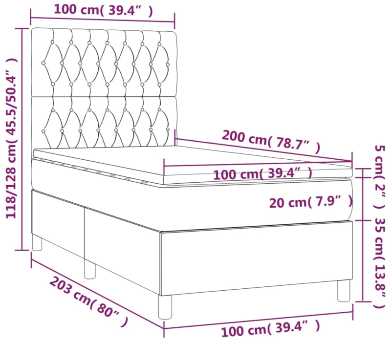 ΚΡΕΒΑΤΙ BOXSPRING ΜΕ ΣΤΡΩΜΑ ΑΝΟΙΧΤΟ ΓΚΡΙ 100X200 ΕΚ. ΥΦΑΣΜΑΤΙΝΟ 3142553
