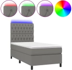 ΚΡΕΒΑΤΙ BOXSPRING ΜΕ ΣΤΡΩΜΑ & LED ΣΚ.ΓΚΡΙ 90X190 ΕΚ. ΥΦΑΣΜΑΤΙΝΟ 3135078