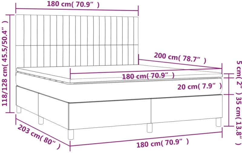 ΚΡΕΒΑΤΙ BOXSPRING ΜΕ ΣΤΡΩΜΑ ΜΑΥΡΟ 180X200 ΕΚ. ΥΦΑΣΜΑΤΙΝΟ 3141955