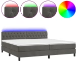 ΚΡΕΒΑΤΙ BOXSPRING ΜΕ ΣΤΡΩΜΑ & LED ΣΚ. ΓΚΡΙ 200X200ΕΚ. ΒΕΛΟΥΔΙΝΟ 3134604