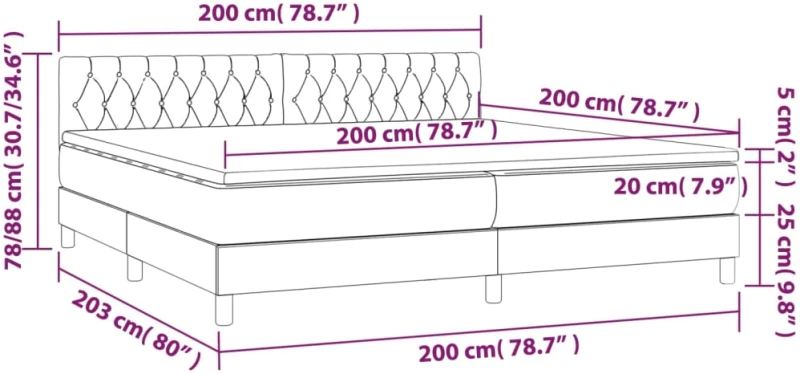 ΚΡΕΒΑΤΙ BOXSPRING ΜΕ ΣΤΡΩΜΑ & LED ΣΚ. ΓΚΡΙ 200X200ΕΚ. ΒΕΛΟΥΔΙΝΟ 3134604