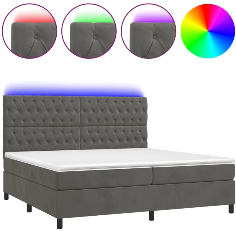 ΚΡΕΒΑΤΙ BOXSPRING ΜΕ ΣΤΡΩΜΑ & LED ΣΚ. ΓΚΡΙ 200X200ΕΚ. ΒΕΛΟΥΔΙΝΟ 3136324