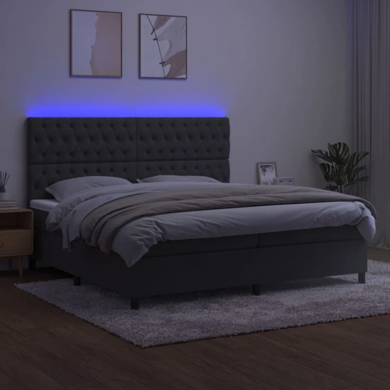 ΚΡΕΒΑΤΙ BOXSPRING ΜΕ ΣΤΡΩΜΑ & LED ΣΚ. ΓΚΡΙ 200X200ΕΚ. ΒΕΛΟΥΔΙΝΟ 3136324