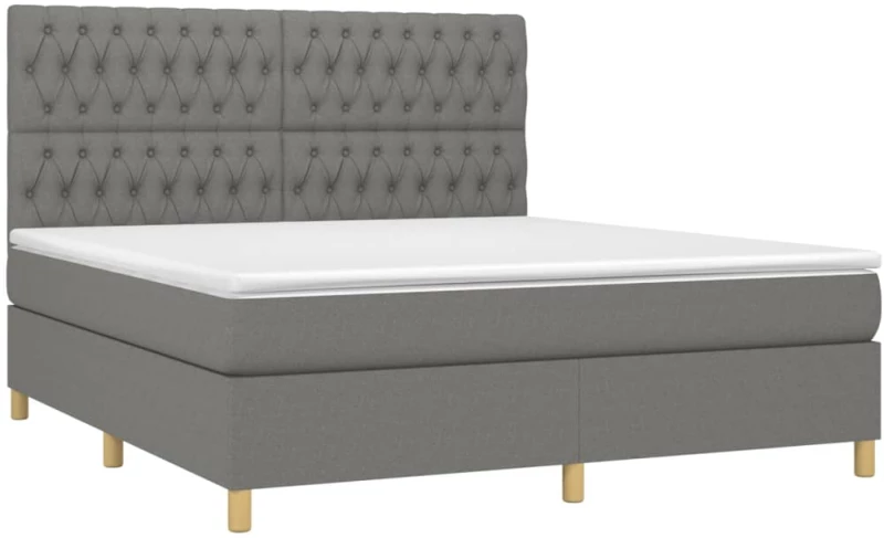 ΚΡΕΒΑΤΙ BOXSPRING ΜΕ ΣΤΡΩΜΑ & LED ΣΚ.ΓΚΡΙ 180X200 ΕΚ ΥΦΑΣΜΑΤΙΝΟ 3135694