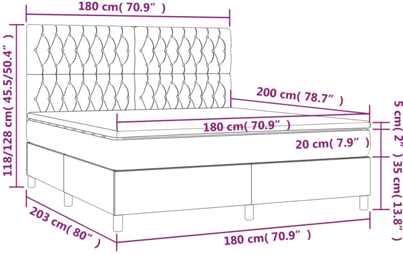 ΚΡΕΒΑΤΙ BOXSPRING ΜΕ ΣΤΡΩΜΑ & LED ΣΚ.ΓΚΡΙ 180X200 ΕΚ ΥΦΑΣΜΑΤΙΝΟ 3135694